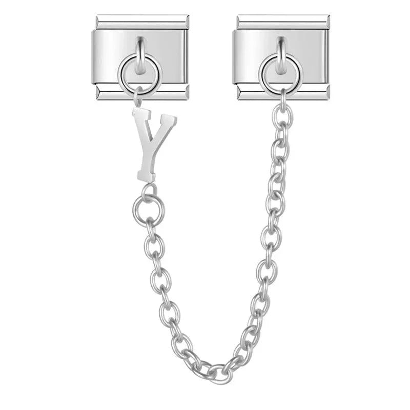 Letter Y, Double Linked Charms, on Silver - Charms Official