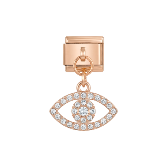 Eye with White Stone on Rose Gold