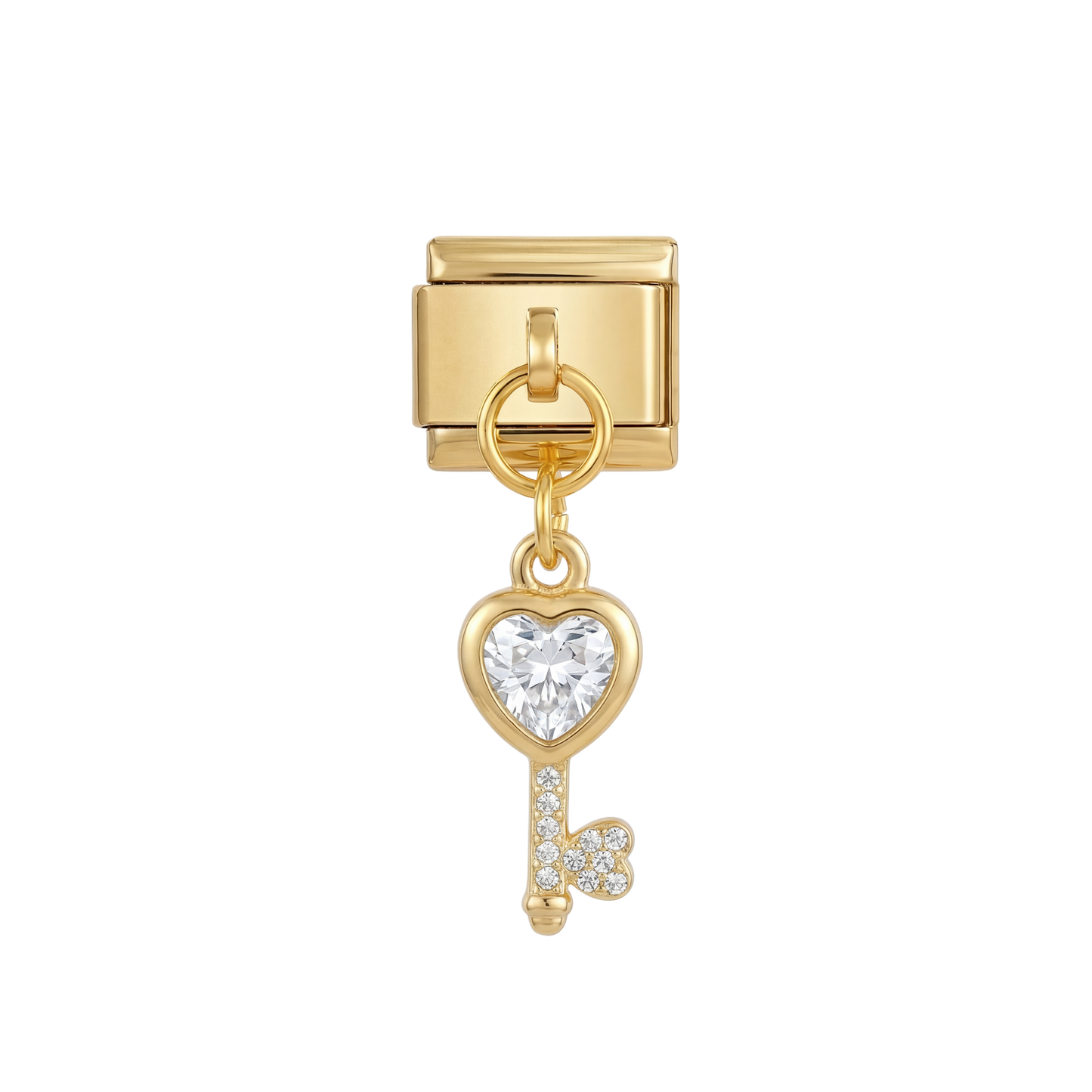 Gold Key with Crystal Heart