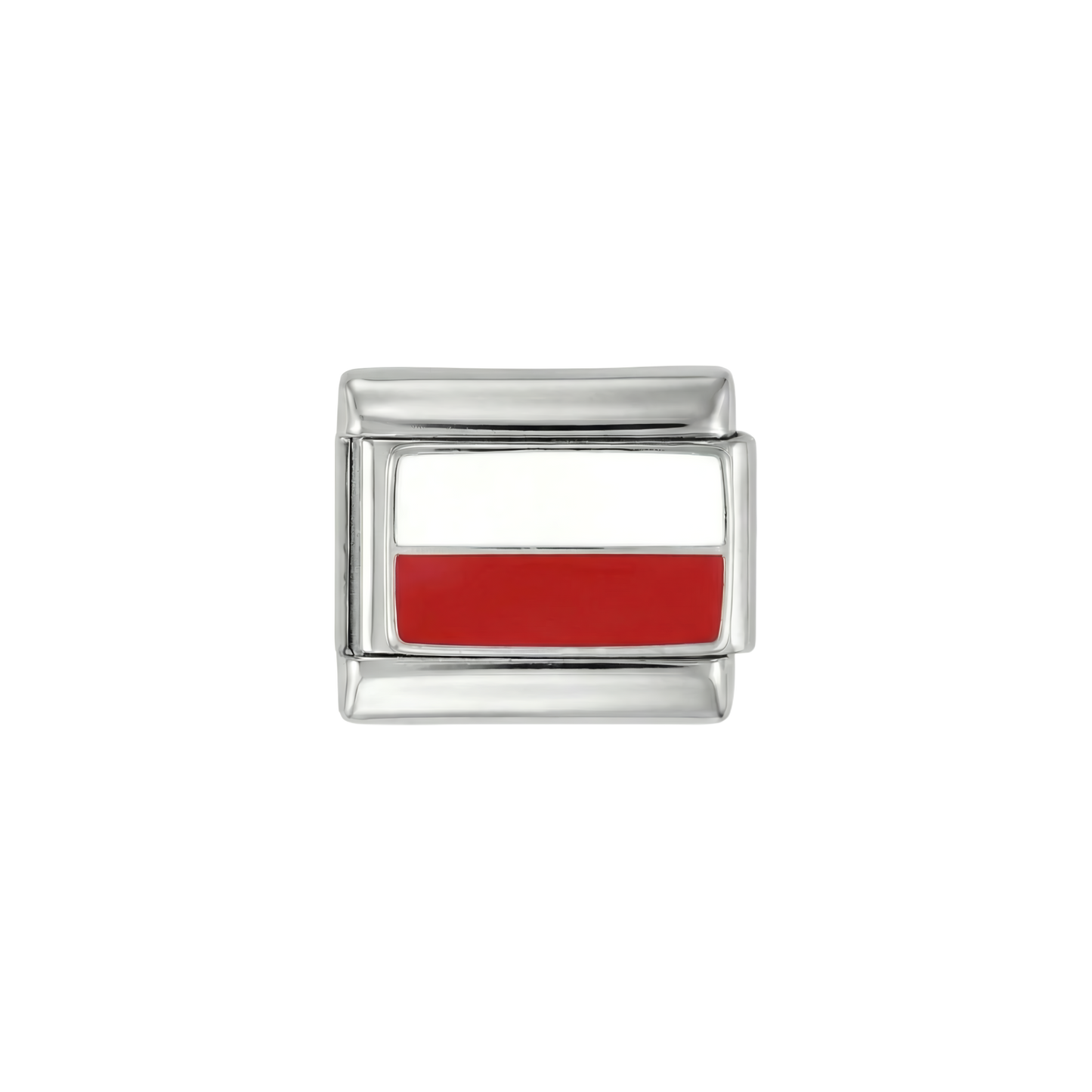 Poland Flag, on Silver