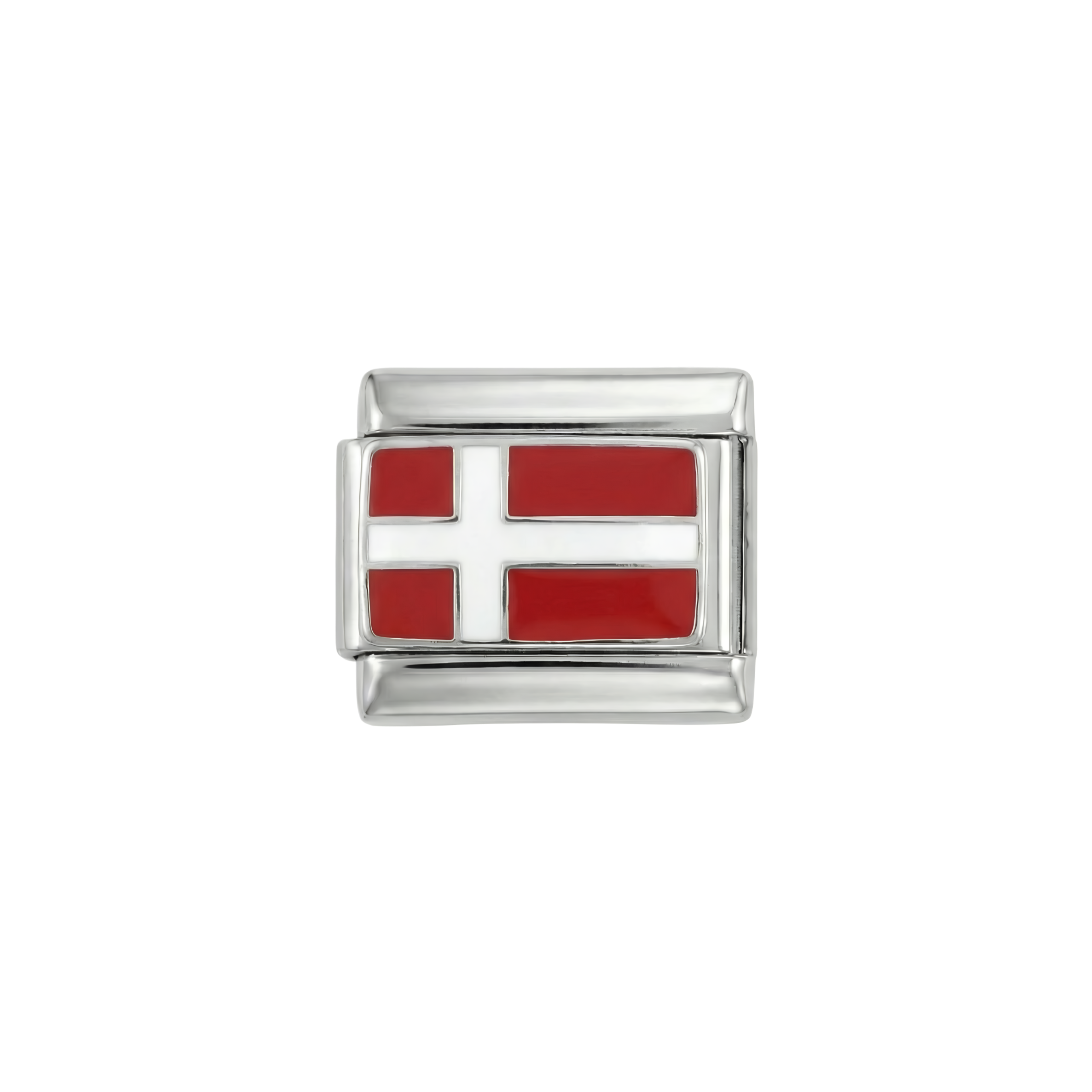 Denmark Flag, on Silver