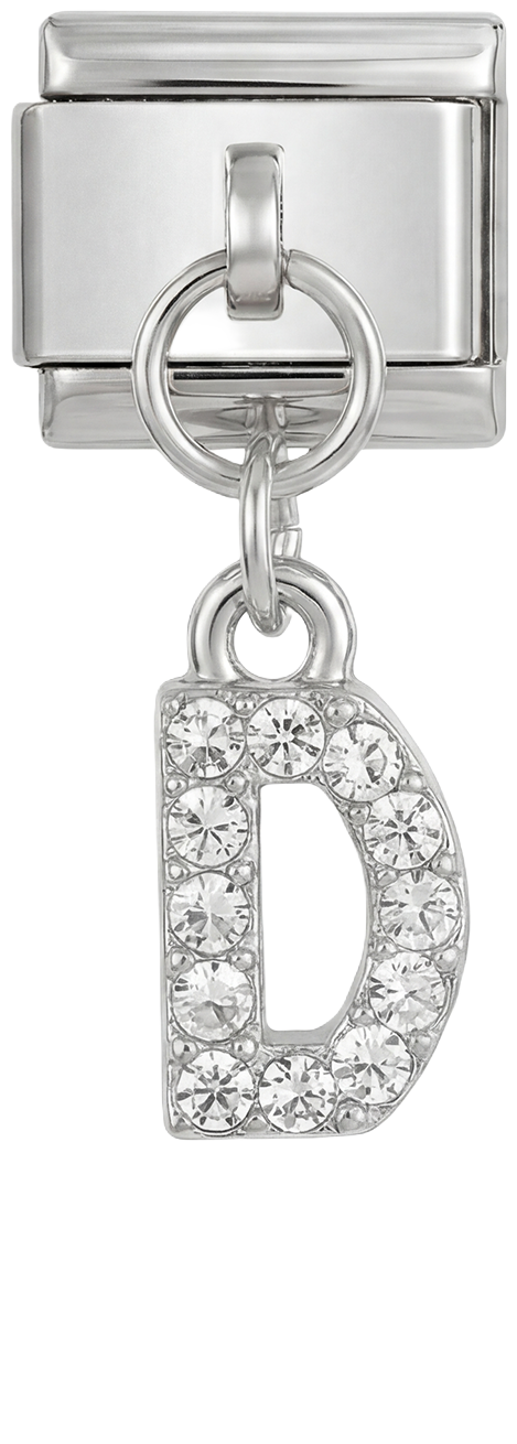 Letter D with stones, Hanging, on Silver - Letter-D-with-stones-hanging-on-silver.png