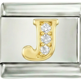 Letter J in Gold with Stones, on Silver - Letter-J-in-gold-with-stones-on-silver.png