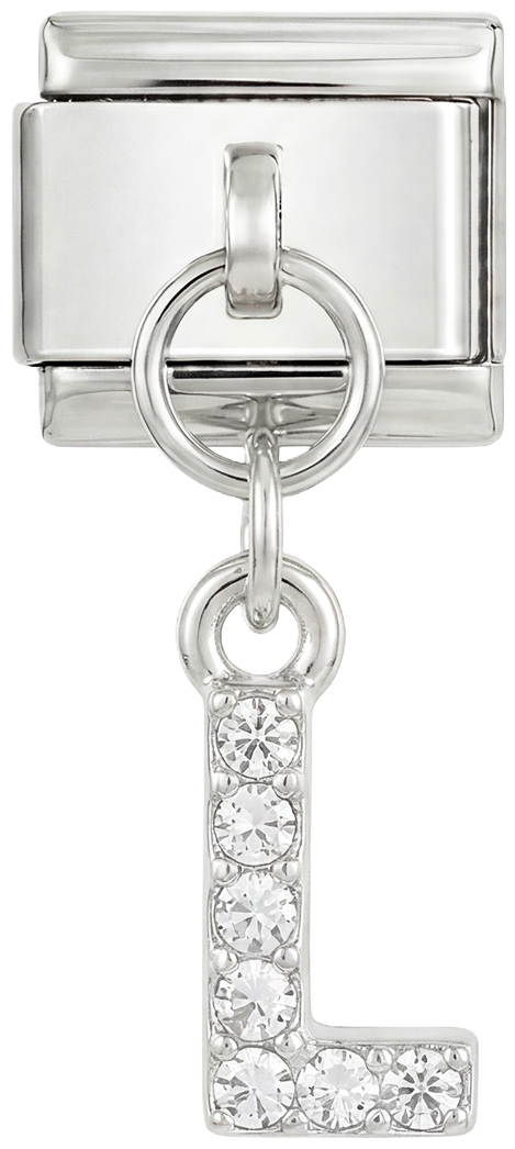 Letter L with stones, Hanging, on Silver - Letter-L-with-stones-hanging-on-silver.png