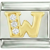 Letter W in Gold with Stones, on Silver - Letter-W-in-gold-with-stones-on-silver.png
