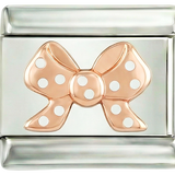 Rose Gold Bow Tie, White Dot, on Silver - Rose-Gold-Bow-Tie-White-Dot-on-Silver.png