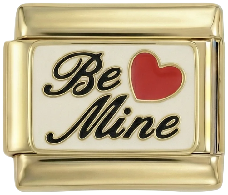 Be Mine on White Plate on Gold - be-mine-on-white-plate-on-gold.png