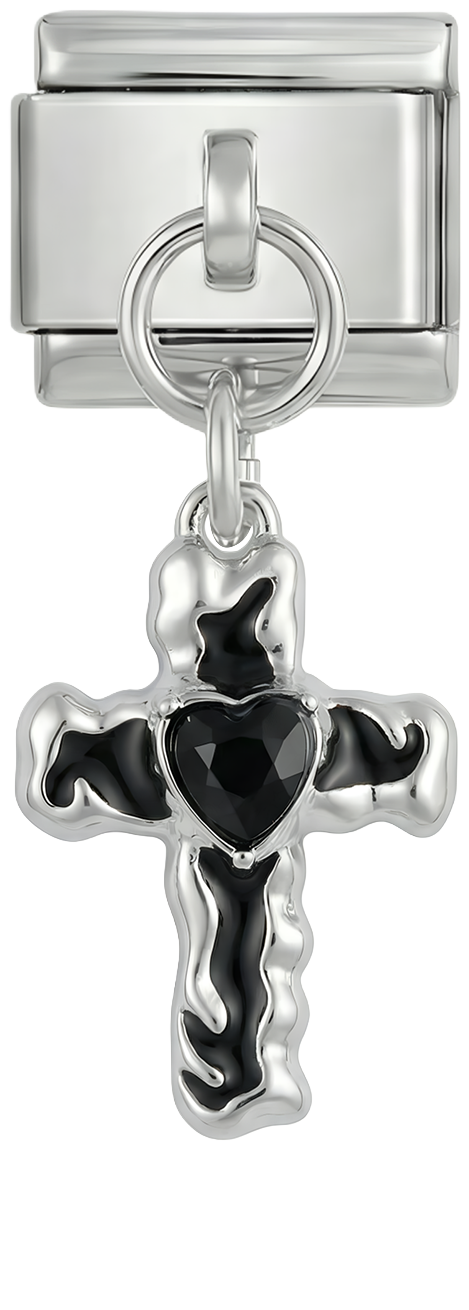 Black Cross with Heart, on Silver - black-cross-with-heart-on-silver.png