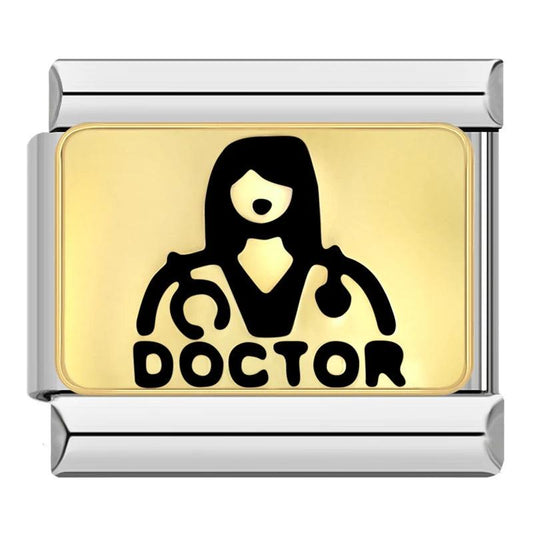 Doctor, Gold Plate, on Silver - Charms Official