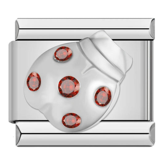 Ladybug Shell in Silver and Red Stones - Charms Official