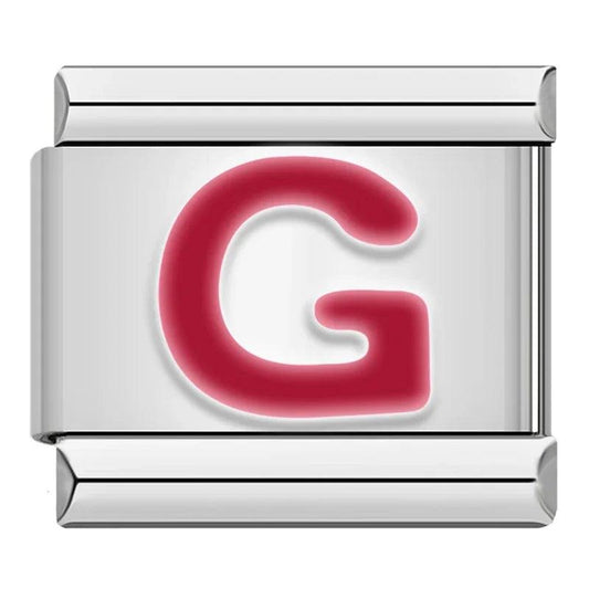 Letter G in Red, on Silver - Charms Official