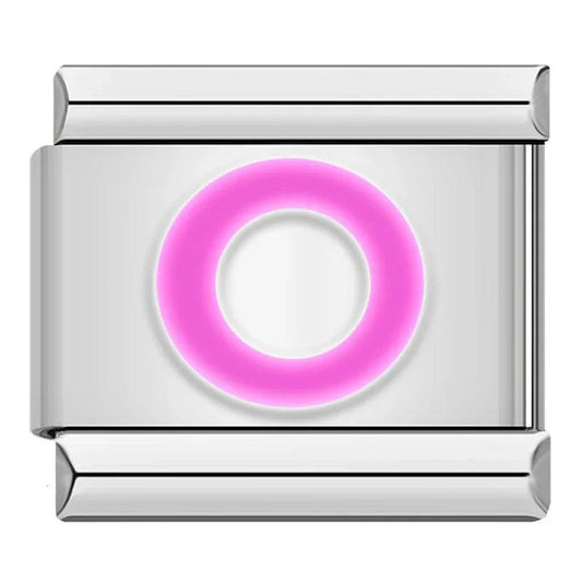 Letter O in Pink, on Silver - Charms Official