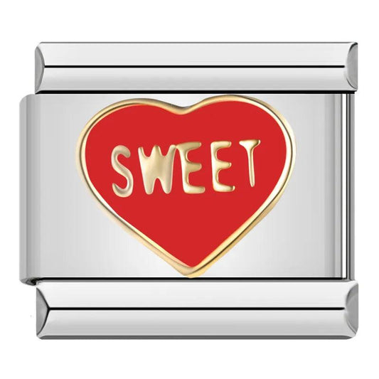 Red Heart, Sweet, on Silver - Charms Official