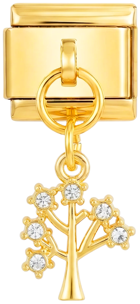 Tree with White Stones Hanging on Gold - tree-with-white-stones-hanging-on-gold.png